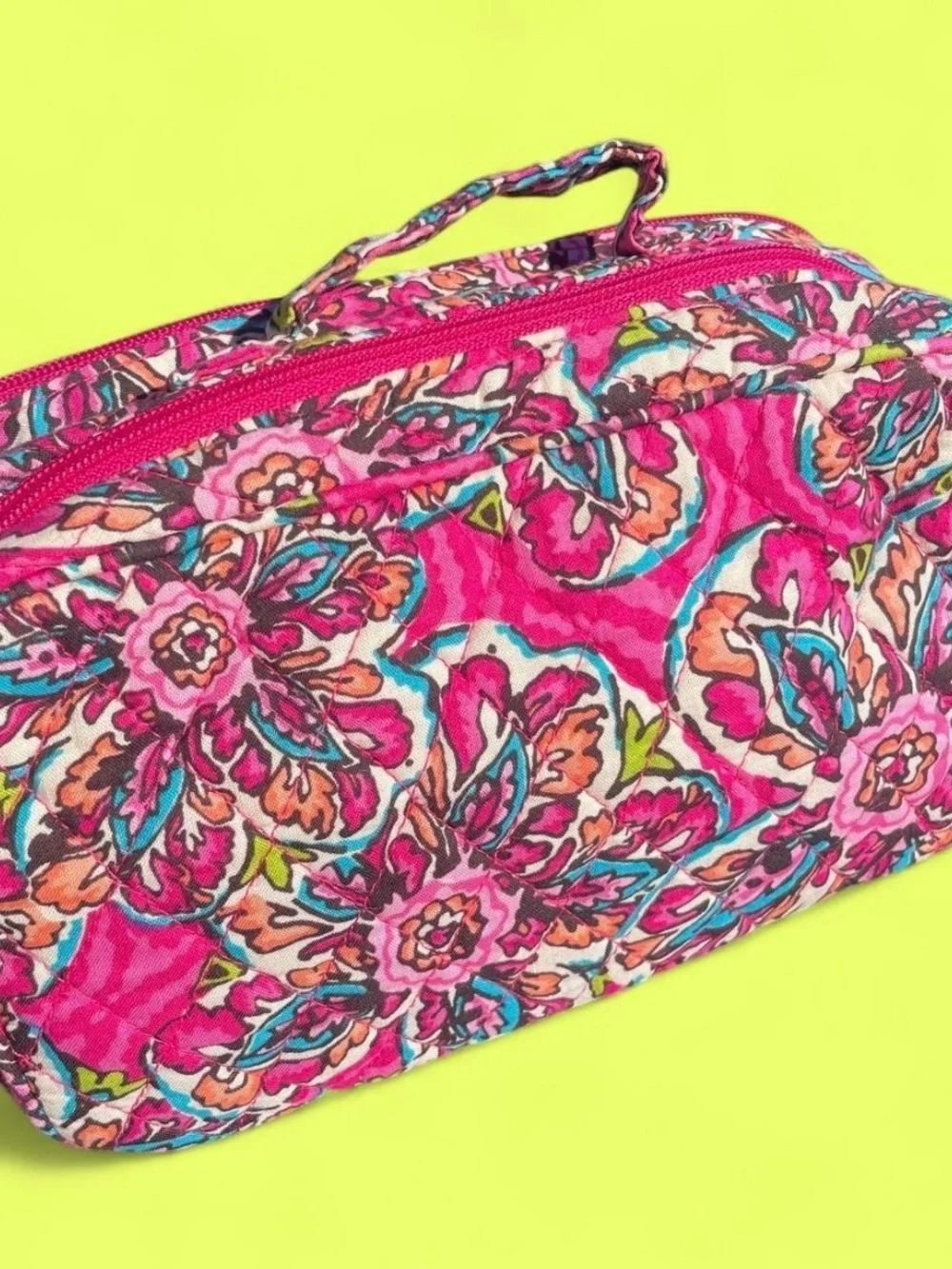 Vera Bradley Sunburst Floral dual pocket cosmetic makeup toiletry bag